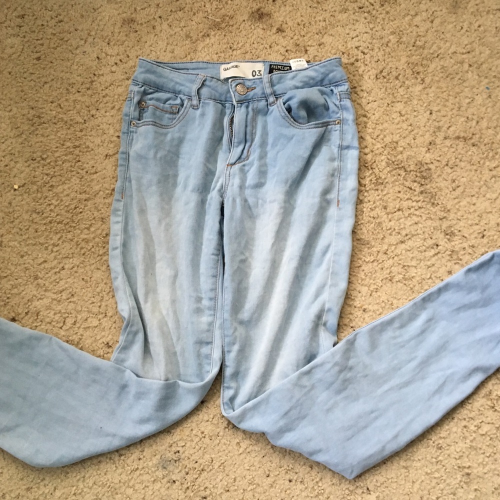 Garage size 3 soft light blue high wasted jegging